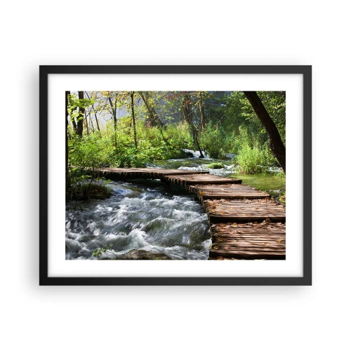 Poster in einem schwarzem Rahmen - Über der schaumigen Kaskade - 50x40 cm