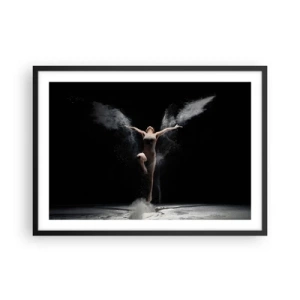 Poster in einem schwarzem Rahmen - Eine Tänzerin in Bewegung mit einem auffälligen Staubeffekt auf schwarzem Hintergrund - 70x50cm - Elfen existieren - Moderne Wanddekoration für Wohnzimmer und Schlafzimmer ARTTOR