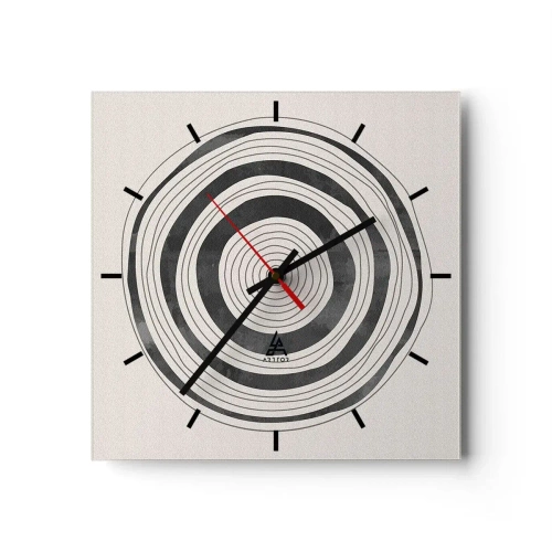 Wanduhr - Glasuhr - Minimalistische schwarz-weiße Kreise auf hellem Hintergrund - 30x30cm - Wichtig ist, was dazwischen liegt - Moderne Wanddekoration für Wohnzimmer und Schlafzimmer ARTTOR