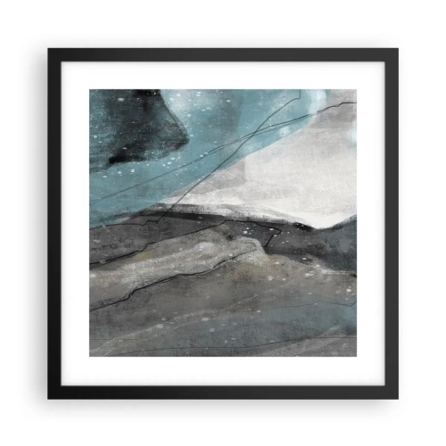 Poster in einem schwarzem Rahmen - Abstraktion: Felsen und Eis - 40x40 cm