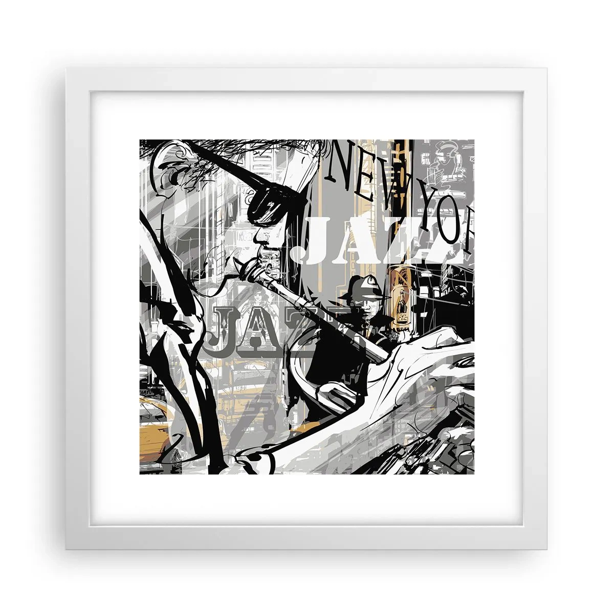 Poster in einem weißen Rahmen - Im Rhythmus von New York - 30x30 cm