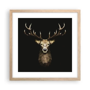Poster in einem Rahmen aus heller Eiche - Kubistischer Hirsch - 40x40 cm