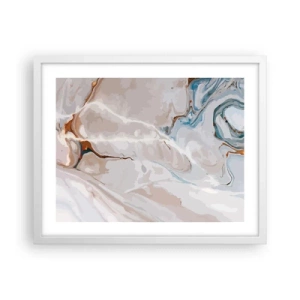Poster in einem weißen Rahmen - Blau schlängelt sich unter dem Weiß - 50x40 cm