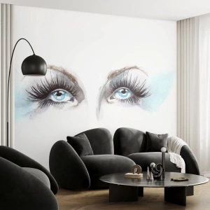 Fototapete Standard Eco - Hypnotisierende blaue Augen im Aquarellstil - 100x70cm - Engelsaugen? - Moderne Wanddekoration für Wohnzimmer und Schlafzimmer ARTTOR
