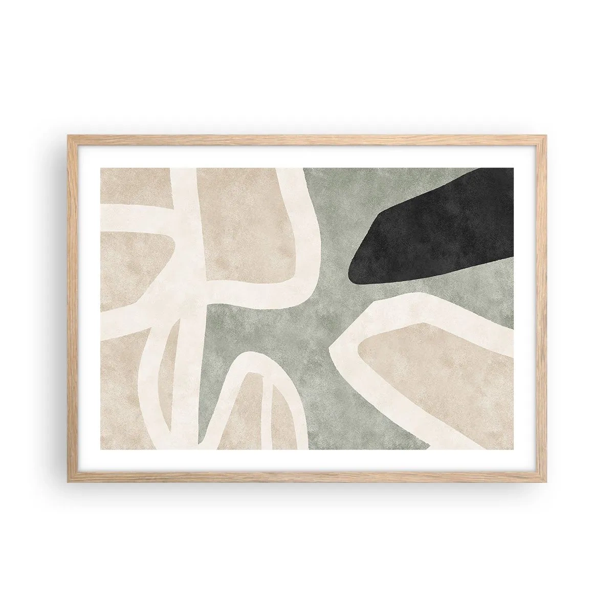 Poster in einem Rahmen aus heller Eiche - Komposition mit schwarzem Motiv - 70x50 cm