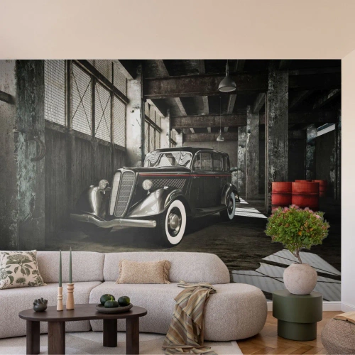 Fototapete Standard Eco - Die ewige Eleganz der 1930er Jahre - Automobil, Retro-Auto, Fabriklager - 300x210 cm