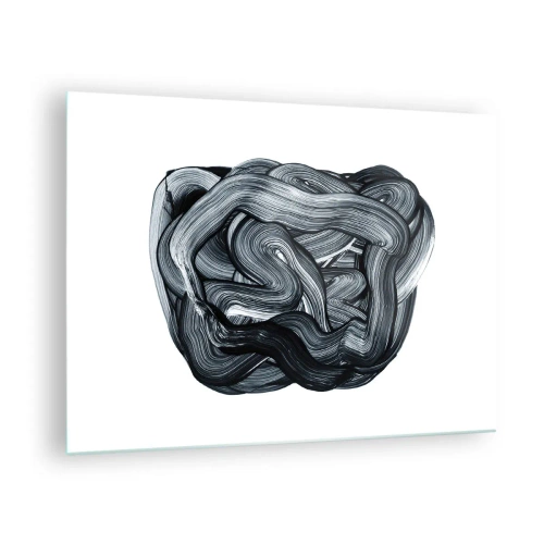 Glasbild - Bild auf glas - Schwarz-weiße Pinselstrich-Abstraktion - 70x50cm - Es ist nicht so einfach - Moderne Wanddekoration für Wohnzimmer und Schlafzimmer ARTTOR