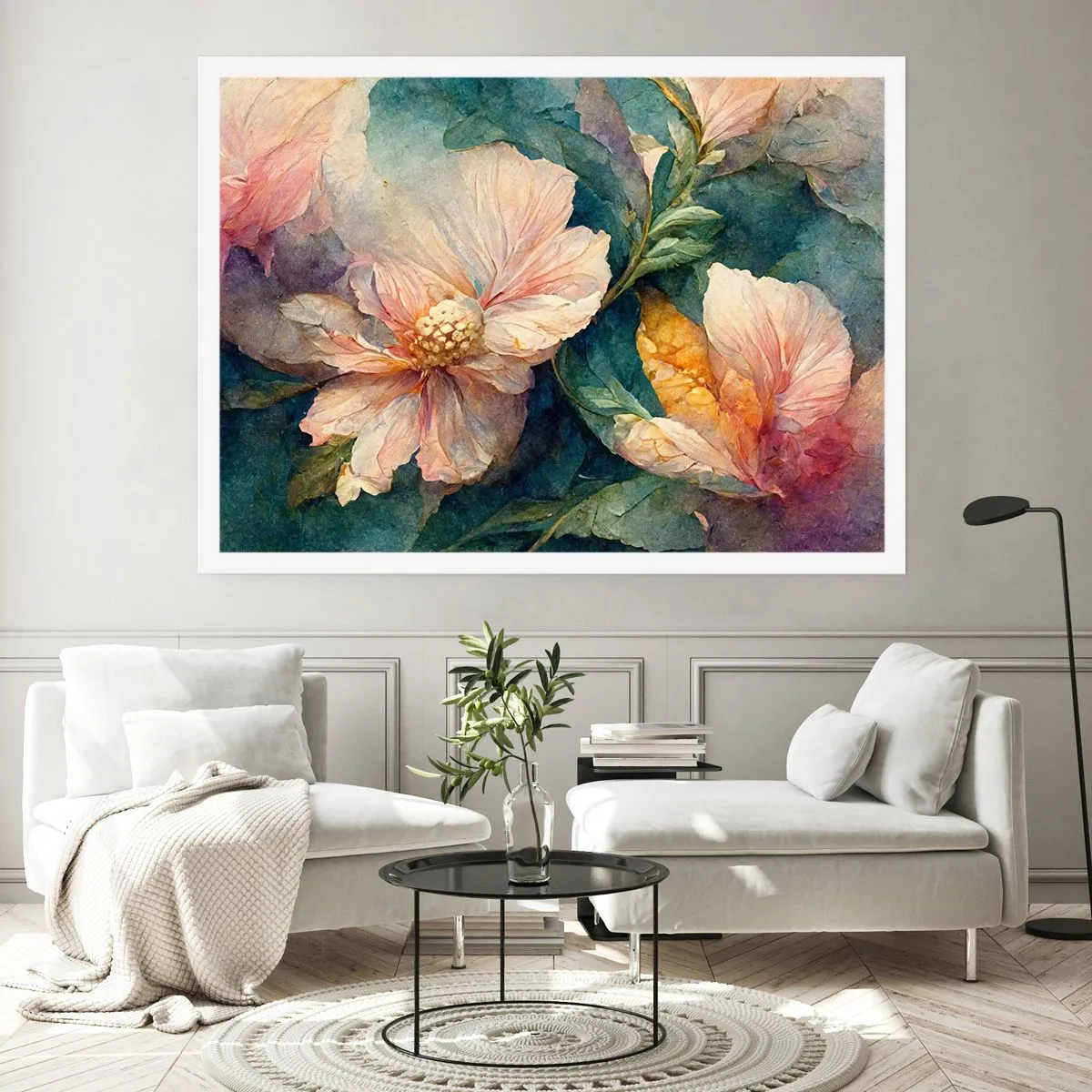 Poster - Zarte Blüten in Pastellfarben - 100x70cm - Pure Subtilität - Moderne Wanddekoration für Wohnzimmer und Schlafzimmer ARTTOR