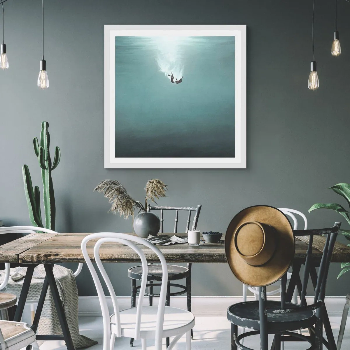 Poster in einem weißen Rahmen - In den Armen des Ozeans - 50x50 cm