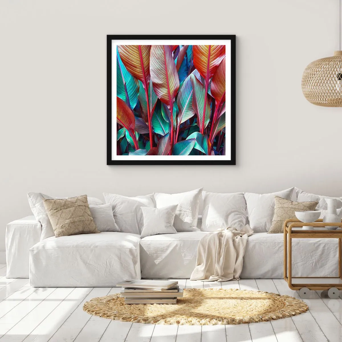 Poster in einem schwarzem Rahmen - Buntes Dickicht - 30x30 cm
