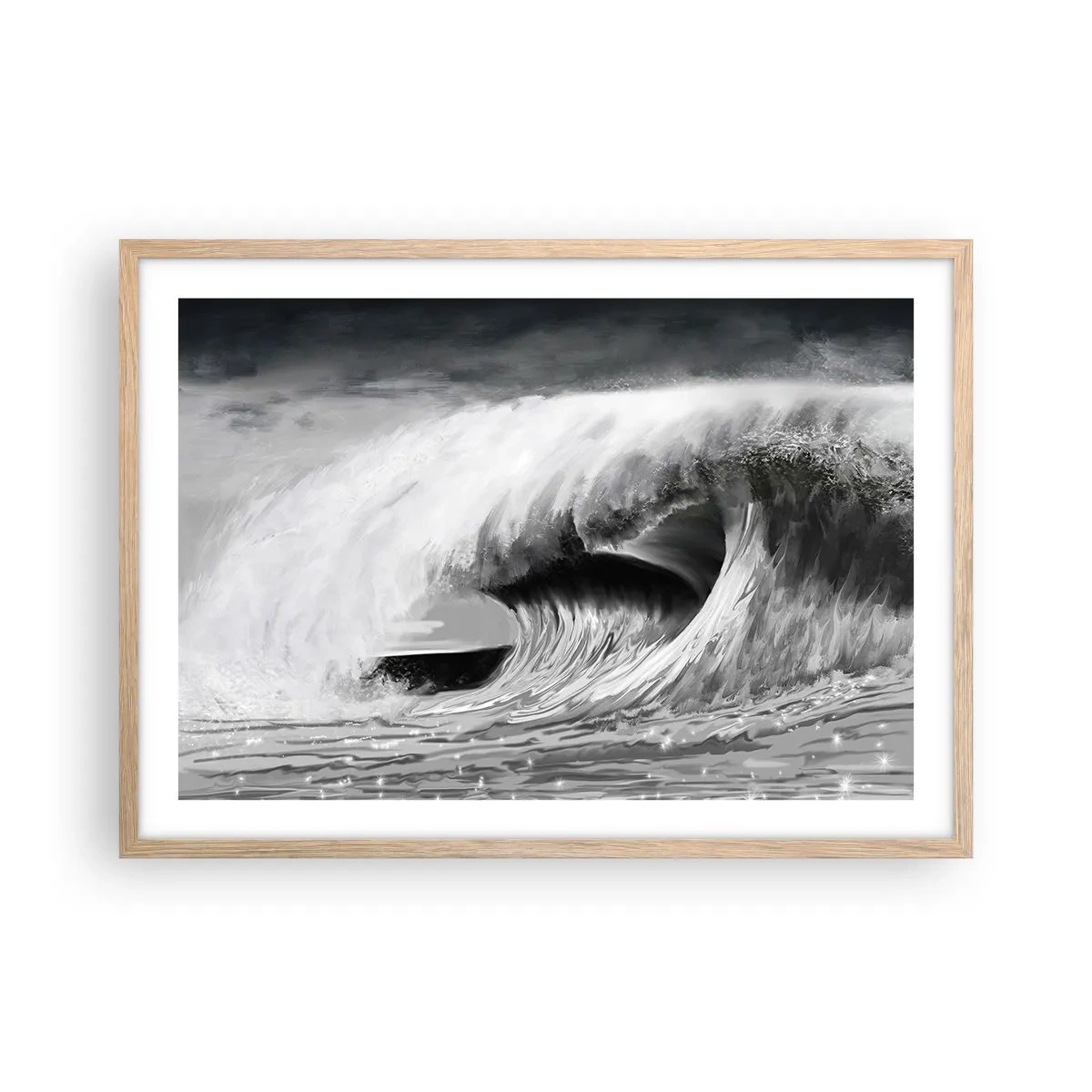 Poster in einem Rahmen aus heller Eiche - Wut des Ozeans - 70x50 cm