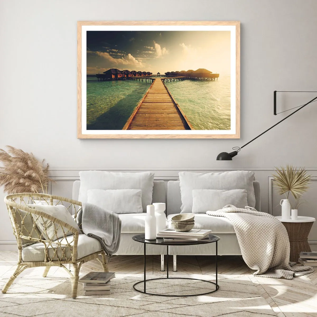 Poster in einem Rahmen aus heller Eiche - Eine herzliche Einladung - 100x70 cm