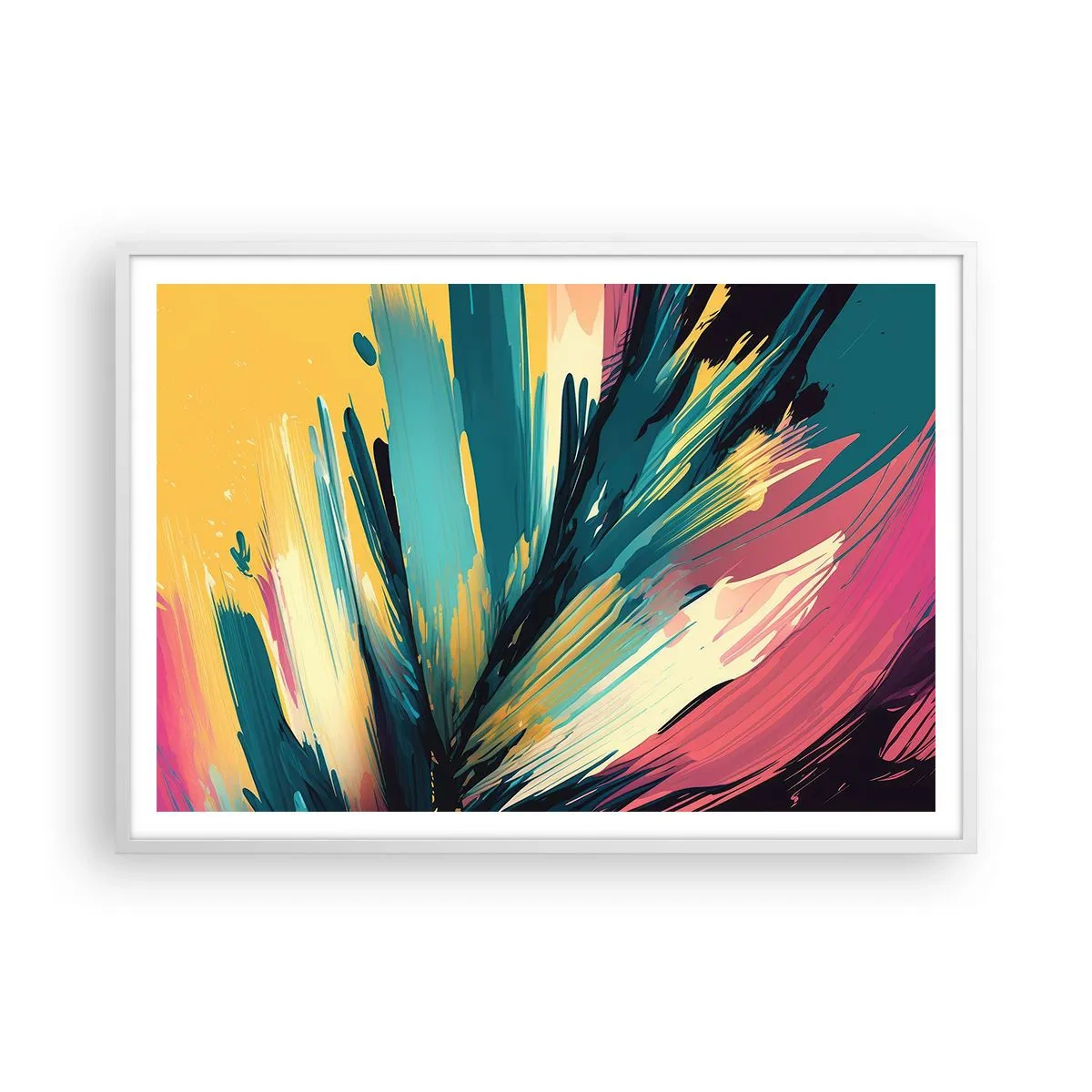 Poster in einem weißen Rahmen - Komposition – eine Explosion der Freude - 100x70 cm
