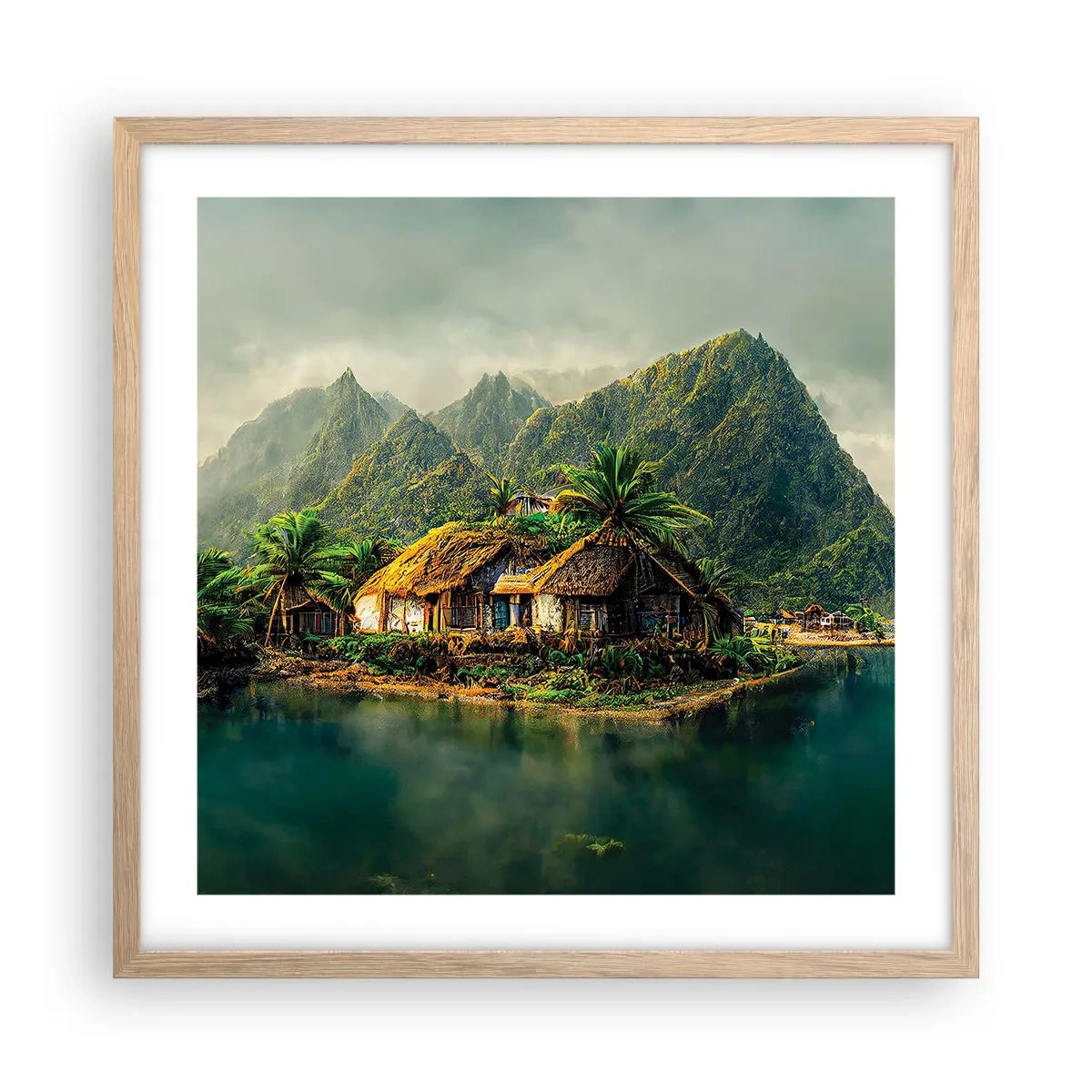 Poster in einem Rahmen aus heller Eiche - Tropisches Paradies - 50x50 cm