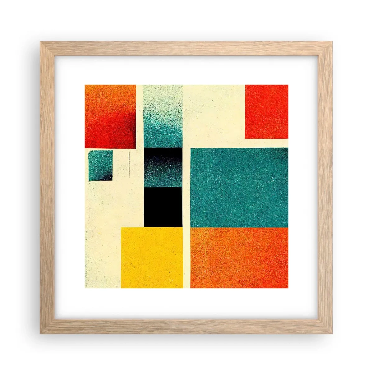 Poster in einem Rahmen aus heller Eiche - Geometrische Abstraktion – gute Energie - 30x30 cm
