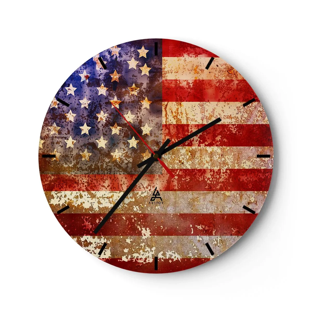 Wanduhr - Glasuhr - Rustikale Vintage amerikanische Flagge - 30x30cm - Ruhm verblasst nicht - Moderne Wanddekoration für Wohnzimmer, Küche und Schlafzimmer ARTTOR