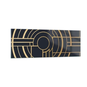 Glasbild - Bild auf glas - Geometrisches Muster mit goldenen Linien - 140x50cm - Wendungen der Dinge - Moderne Wanddekoration für Wohnzimmer und Schlafzimmer ARTTOR