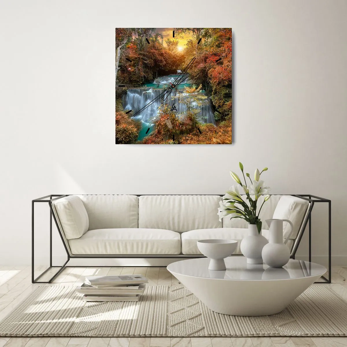 Wanduhr - Glasuhr - Versteckter Schatz des Waldes - 30x30 cm