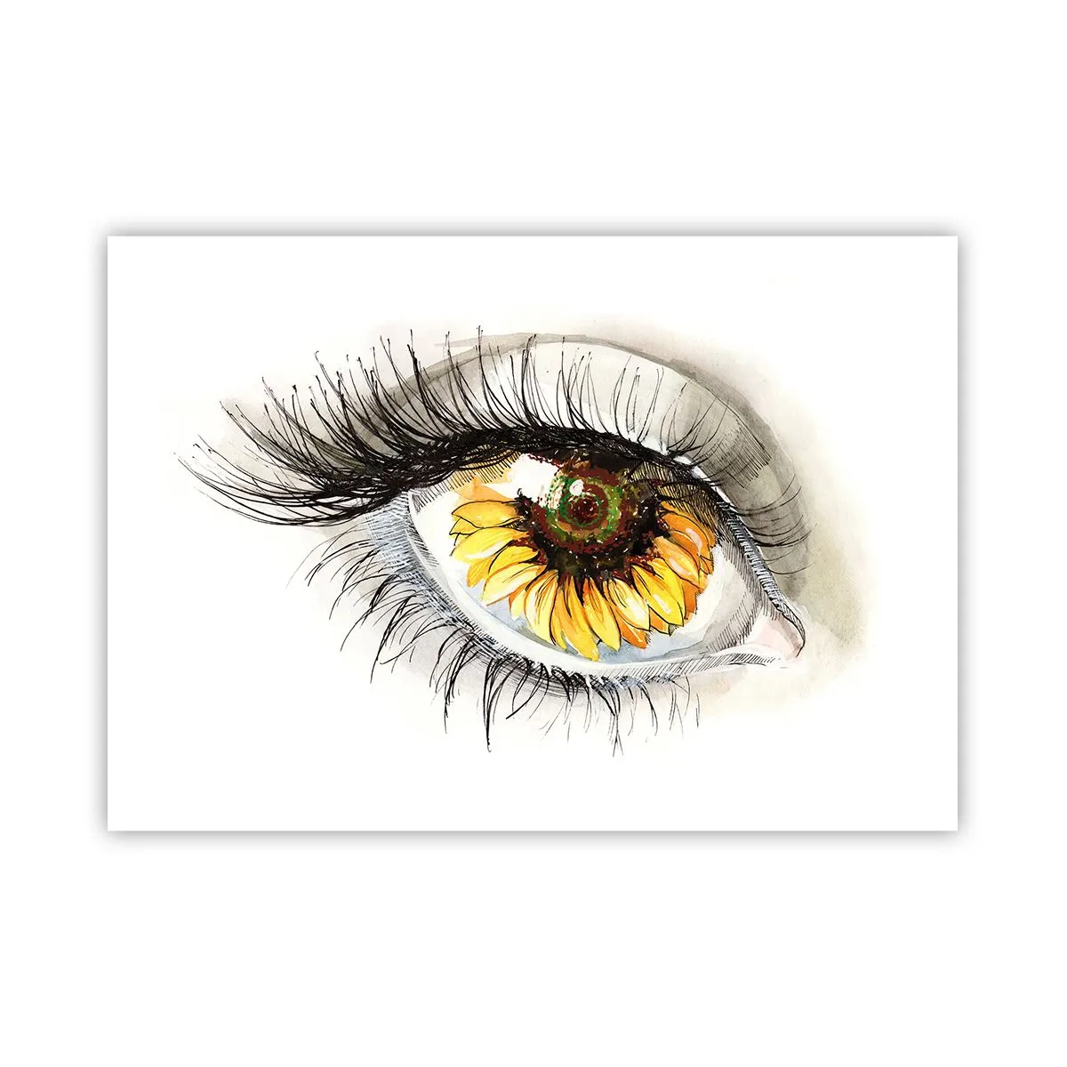 Poster - Künstlerisches Auge mit sonnenblumenförmiger Iris - 100x70cm - Ein Look so heiß wie der Sommer - Moderne Wanddekoration für Wohnzimmer und Schlafzimmer ARTTOR