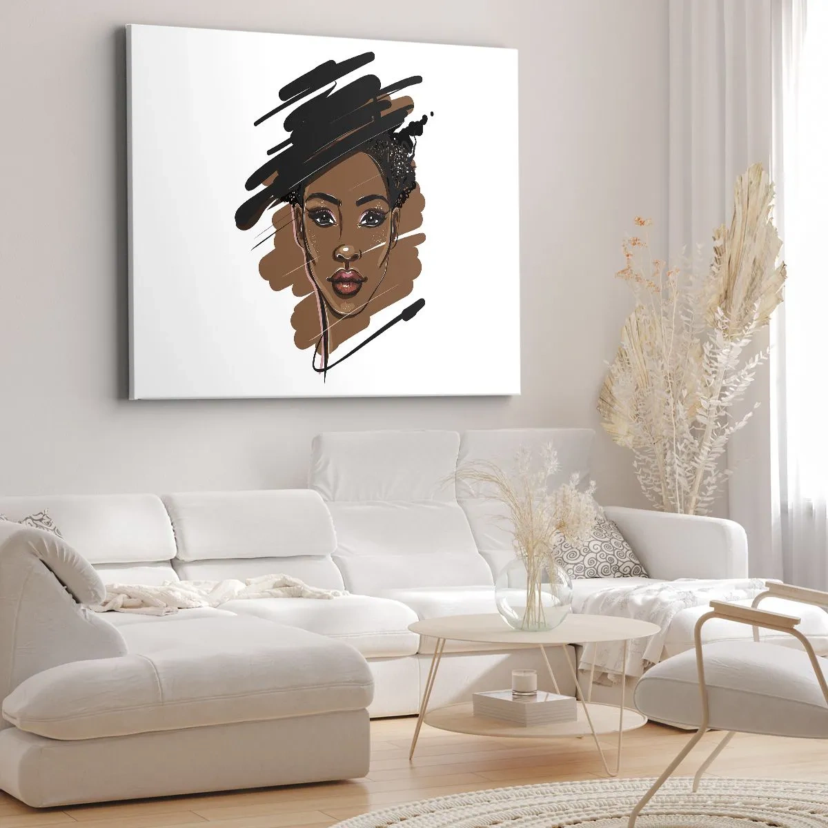 Bild auf Leinwand - Leinwandbild - Porträt einer Frau mit künstlerischen Pinselstrichen - 70x50cm - Süß wie Schokolade - Moderne Wanddekoration für Wohnzimmer und Schlafzimmer ARTTOR