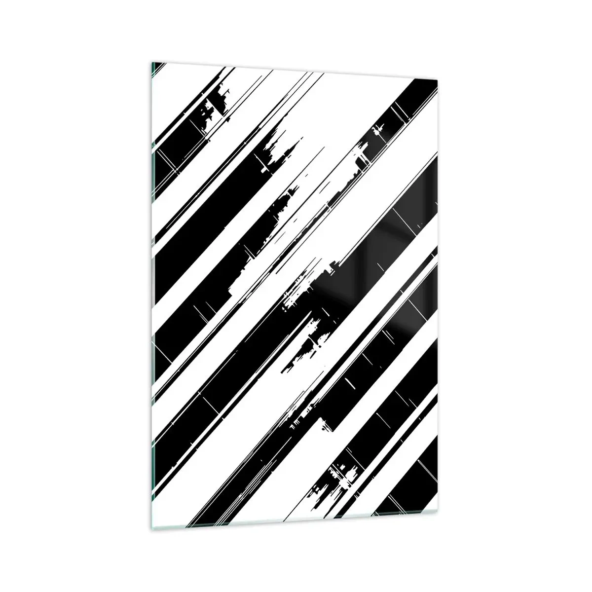 Glasbild - Bild auf glas - Schwarz-weiße Linien und geometrische Muster im modernen Stil - 70x100cm - Eine intensive und dynamische Komposition - Moderne Wanddekoration für Wohnzimmer und Schlafzimmer ARTTOR