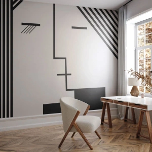 Fototapete Premium Canvas - Einfach ein Kuss - Moderne Kunst, Schwarz und weiß, Gesicht - 350x256 cm