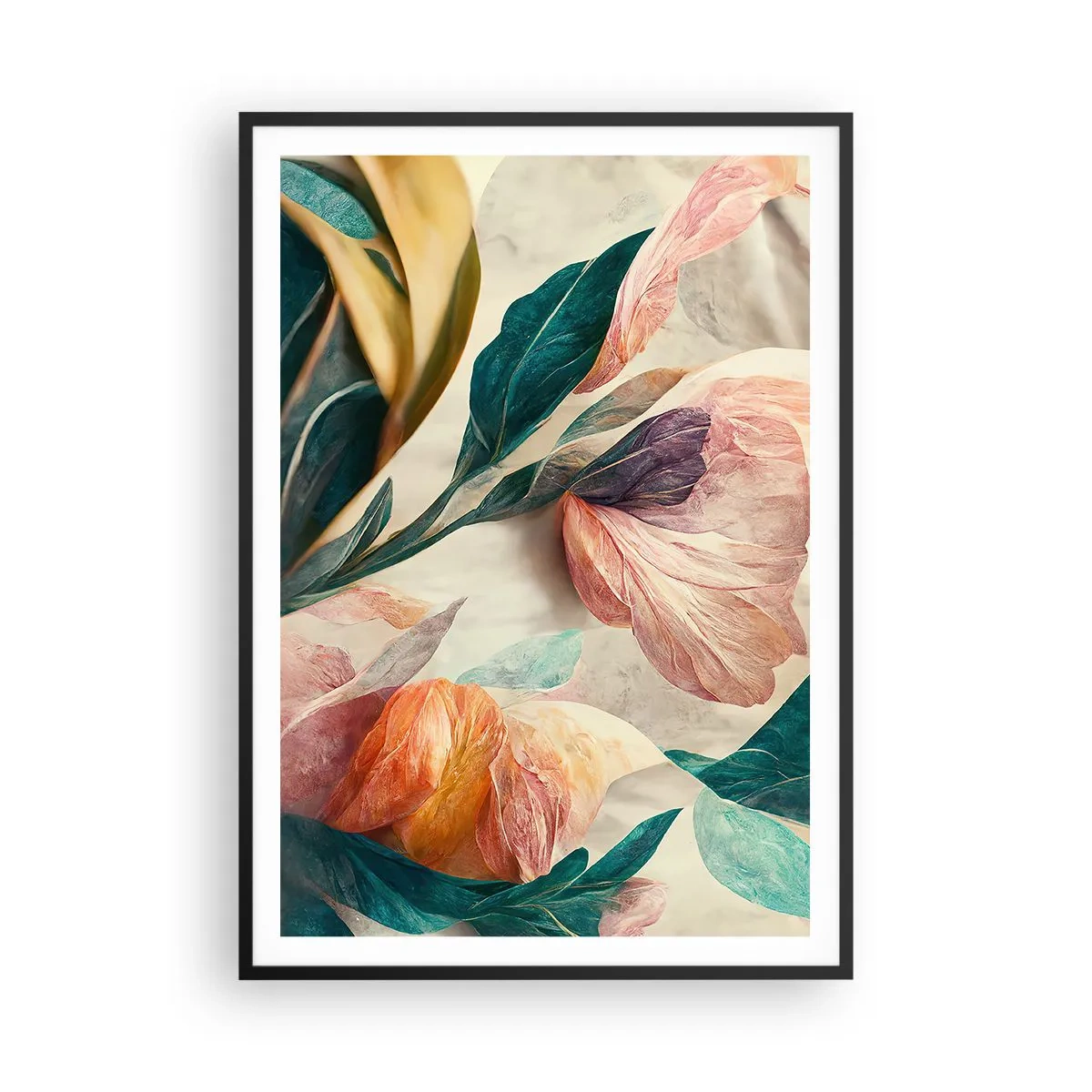 Poster in einem schwarzem Rahmen - Blumen der südlichen Inseln - 70x100 cm