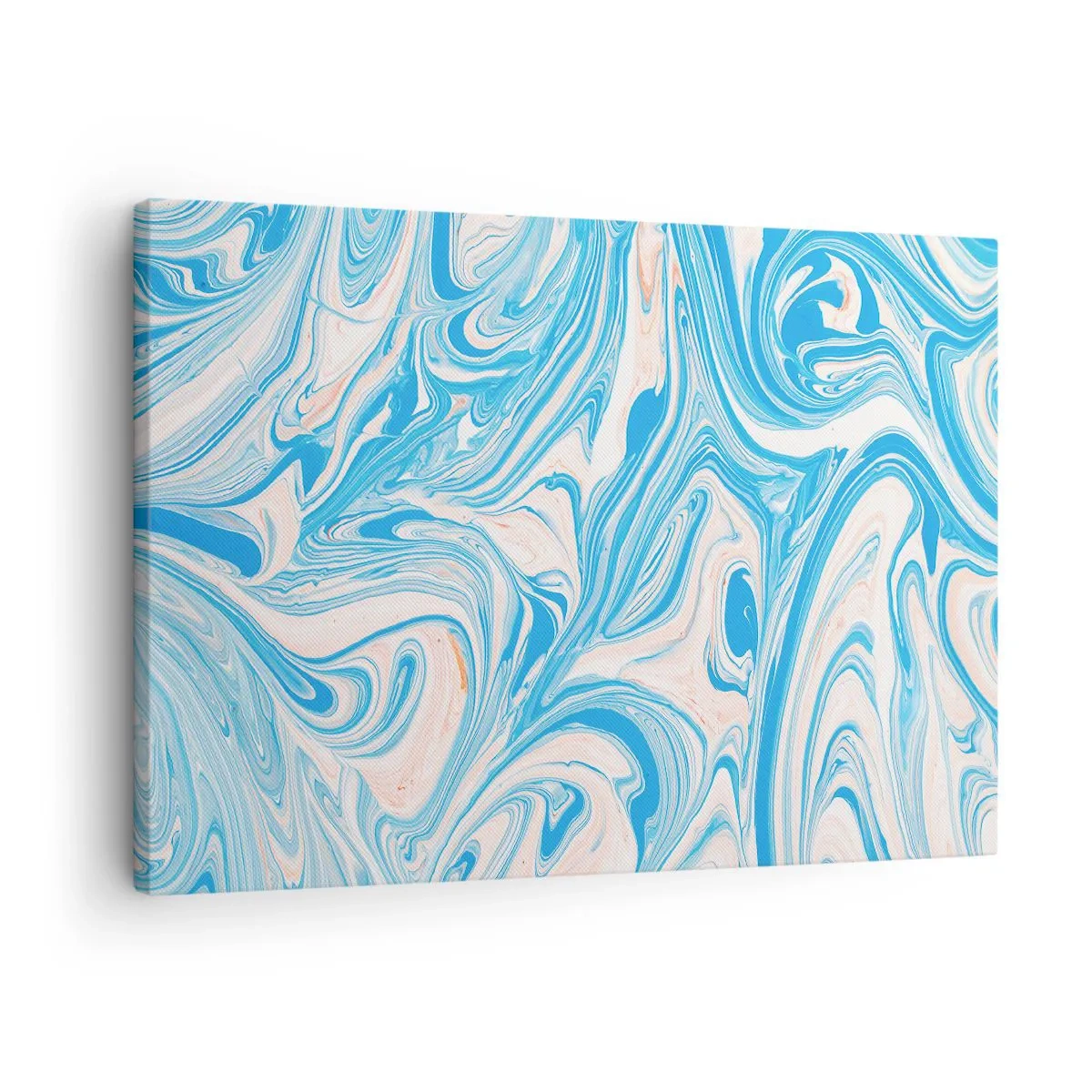 Bild auf Leinwand - Leinwandbild - Abstrakte Wirbel im blauen und weißen Marmorstil - 70x50cm - Sumpf in Türkis - Moderne Wanddekoration für Wohnzimmer und Schlafzimmer ARTTOR