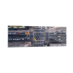 Glasbild - Bild auf glas - Luftaufnahme einer belebten Stadtstraße - 160x50cm - Eine einfache Wahl - Moderne Wanddekoration für Wohnzimmer und Schlafzimmer ARTTOR