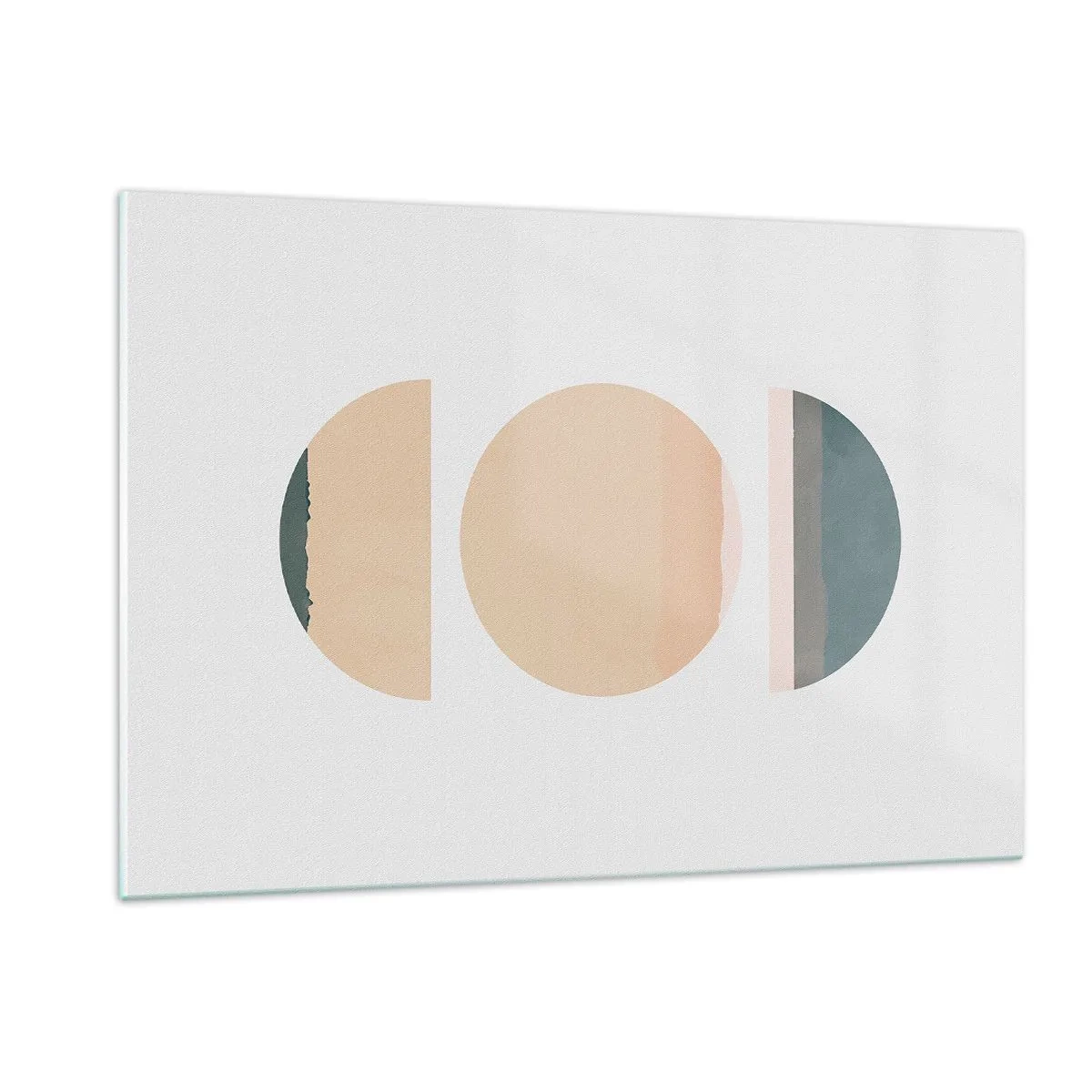 Glasbild - Bild auf glas - Minimalistische geometrische Muster in Pastellfarben - 120x80cm - Ein Rad hinter dem anderen… - Moderne Wanddekoration für Wohnzimmer und Schlafzimmer ARTTOR