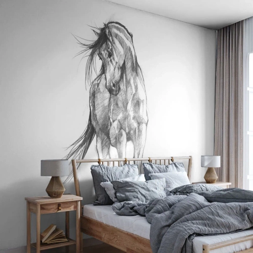 Fototapete Premium Canvas - Im anmutigen Trab - Pferd, Grafik, Tiere - 250x175 cm