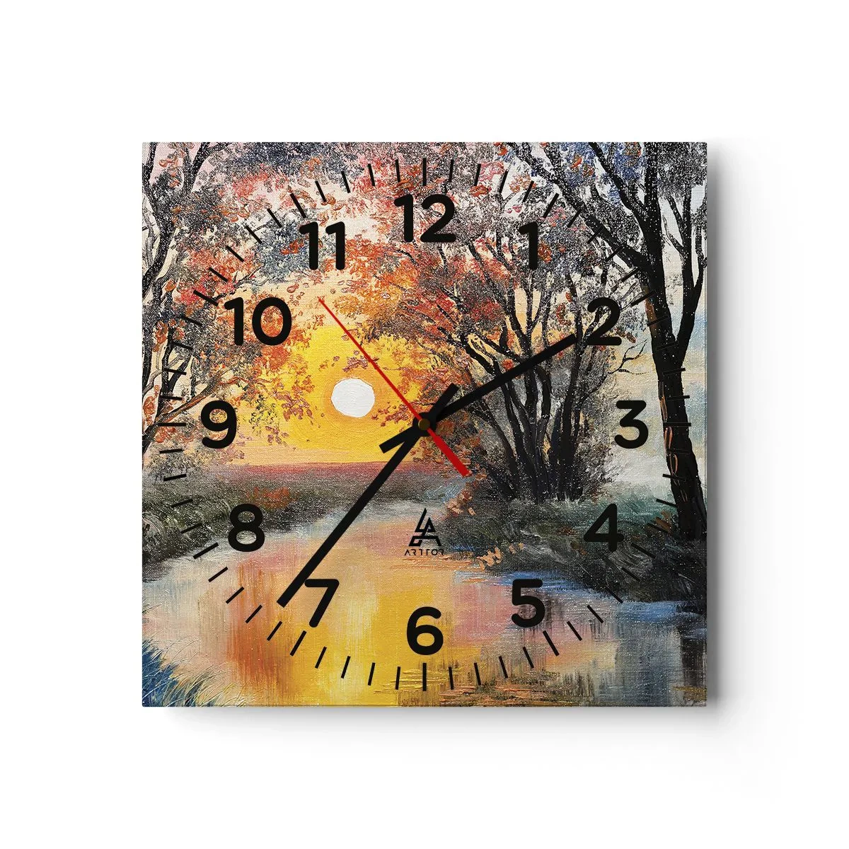 Wanduhr - Glasuhr - Herbststimmung - 30x30 cm