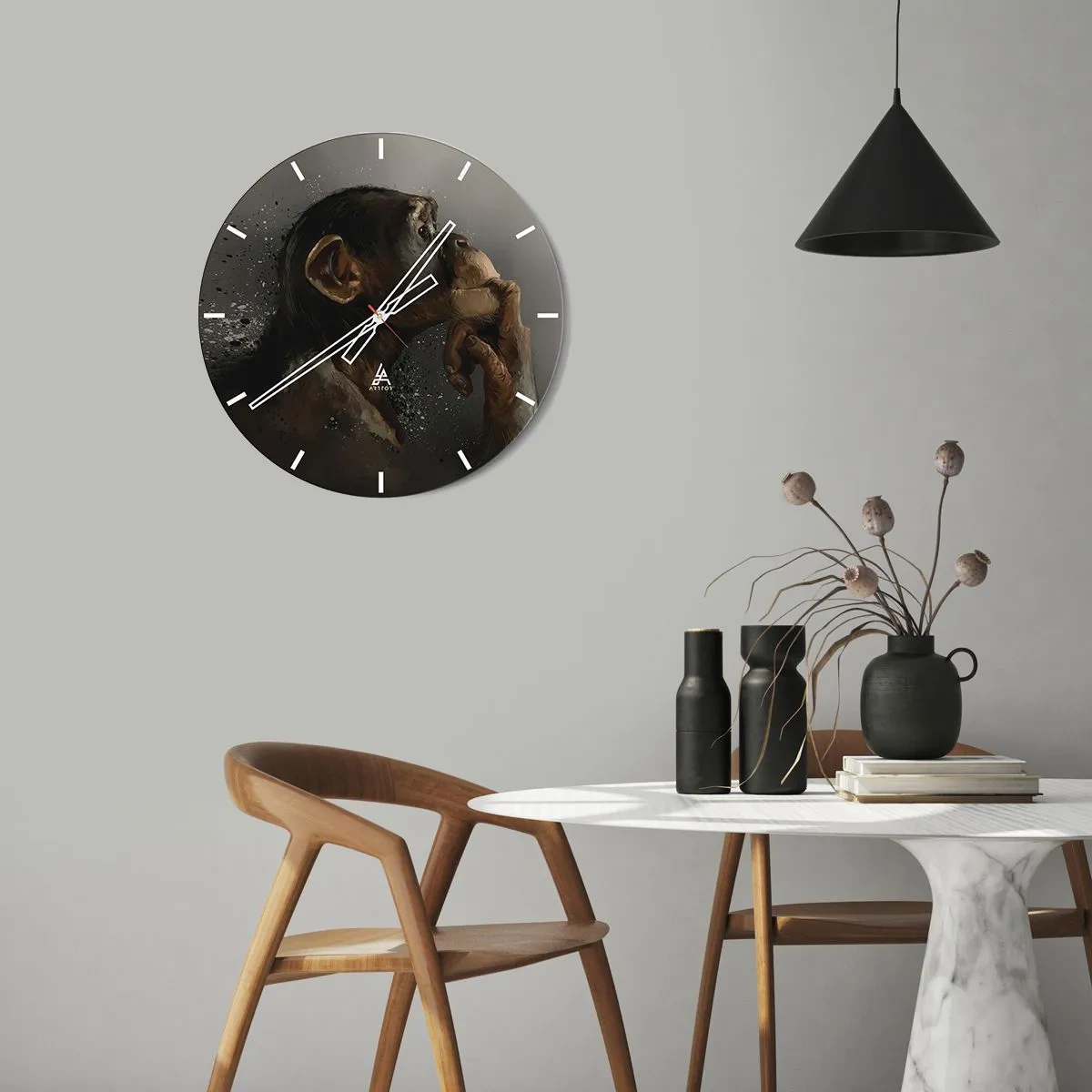 Wanduhr - Glasuhr - Sicherlich ein Denker - 30x30 cm