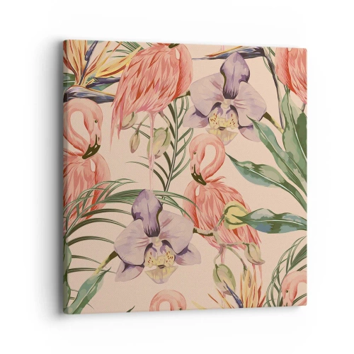 Bild auf Leinwand - Leinwandbild - Rosa Ballett in Blumen - 40x40 cm