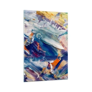 Glasbild - Bild auf glas - Bunte Abstraktion mit Acrylfarbe Textur - 70x100cm - Farbverwirrung - Moderne Wanddekoration für Wohnzimmer und Schlafzimmer ARTTOR