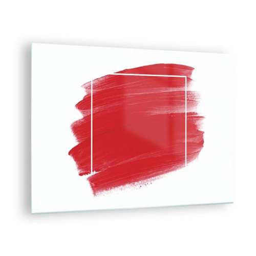 Glasbild - Bild auf glas - Abstrakter roter Fleck mit weißem Rahmen - 70x50cm - Aus dem Rahmen - Moderne Wanddekoration für Wohnzimmer und Schlafzimmer ARTTOR