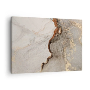 Bild auf Leinwand - Leinwandbild - Abstraktes Motiv mit Gold- und Grautönen - 70x50cm - An der Grenze der Farben - Moderne Wanddekoration für Wohnzimmer und Schlafzimmer ARTTOR