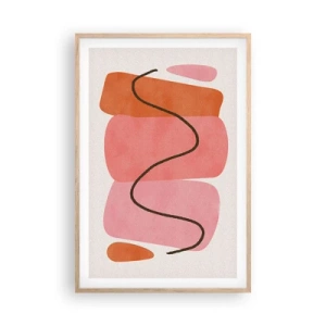 Poster in einem Rahmen aus heller Eiche - Sanfte Bewegung der Formen - 61x91 cm