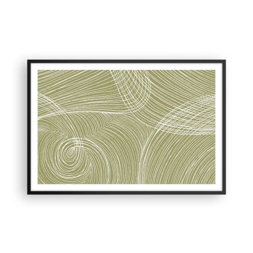 Poster in einem schwarzem Rahmen - Komplizierte Abstraktion in Weiß - 91x61 cm