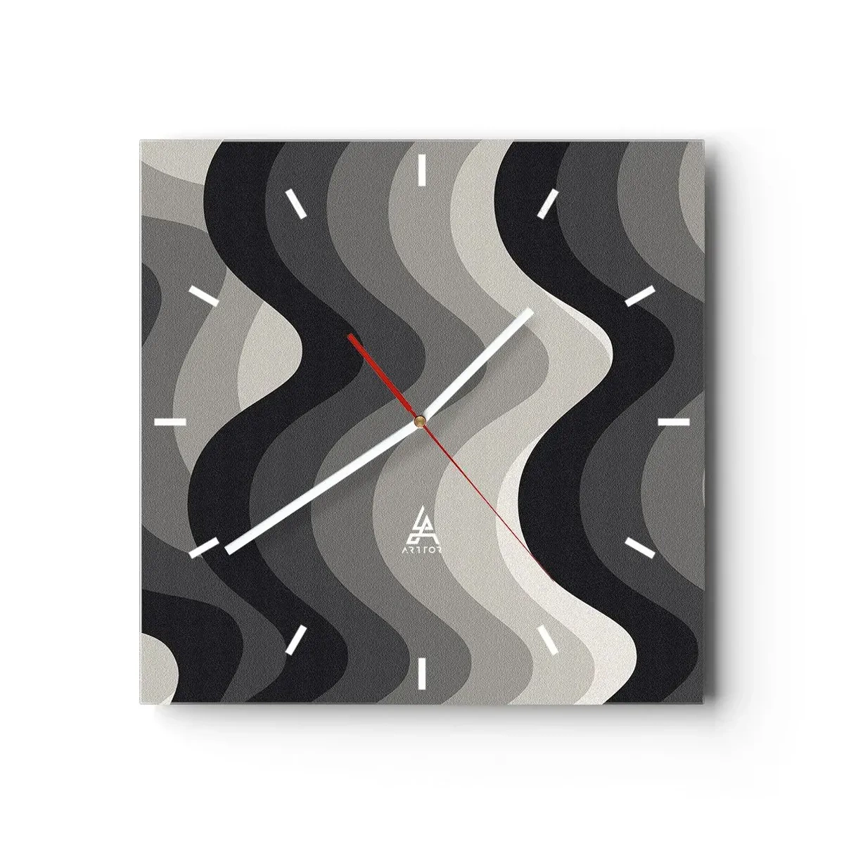 Wanduhr - Glasuhr - Eine Welle nach der anderen - 40x40 cm