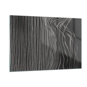 Glasbild - Bild auf glas - Zarte Linien in abstrakter Anordnung auf dunklem Hintergrund - 120x80cm - Rhythmus und Akzent - Moderne Wanddekoration für Wohnzimmer und Schlafzimmer ARTTOR