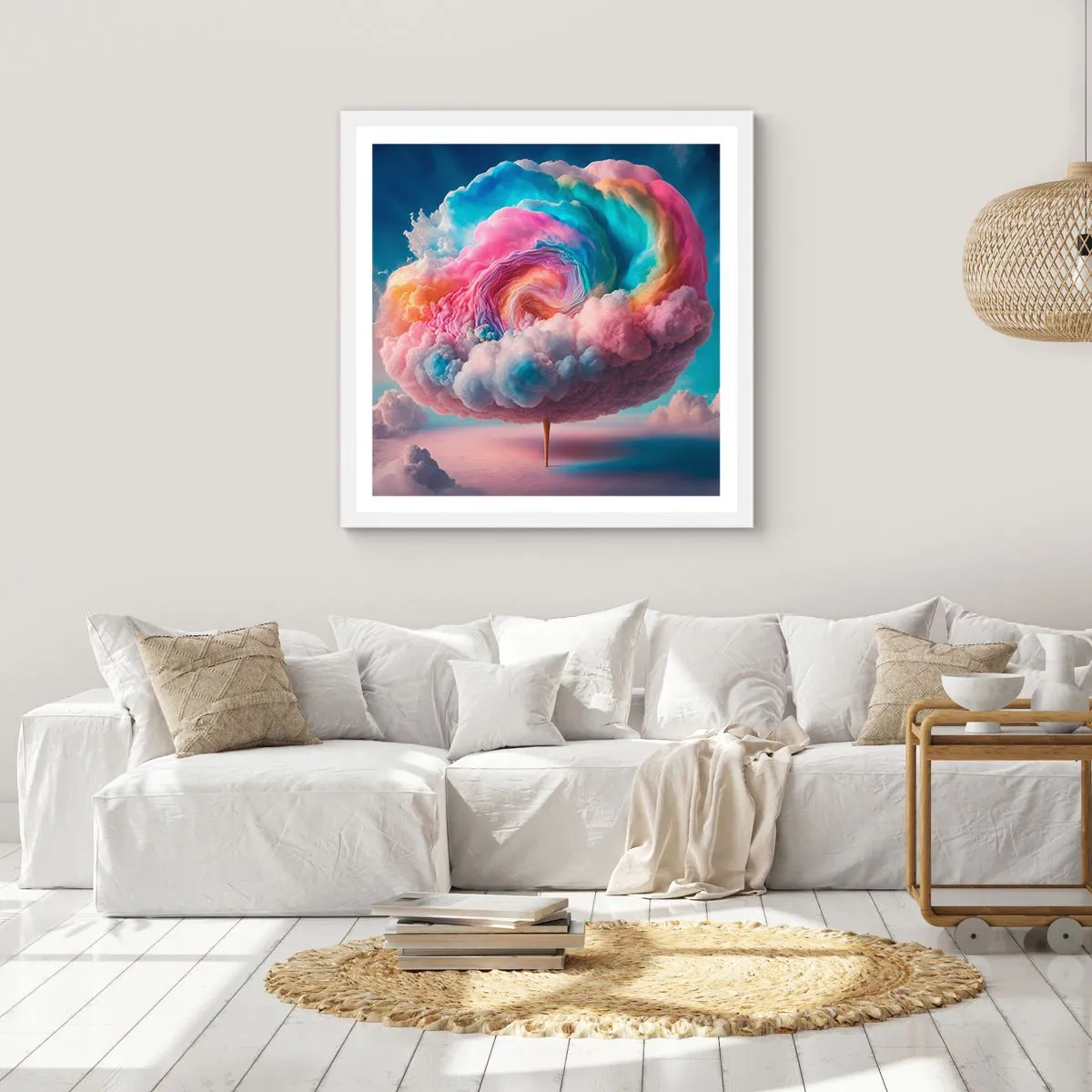Poster in einem weißen Rahmen - Traum von einem Vergnügungspark - 50x50 cm
