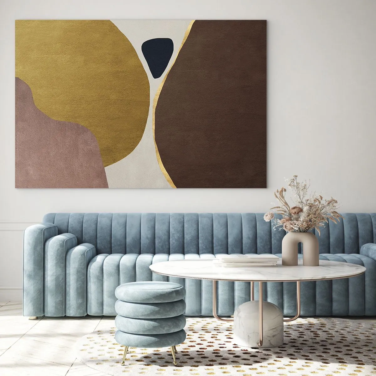 Glasbild - Bild auf glas - Eine minimalistische Komposition abstrakter Formen - 120x80cm - Abstraktion – ein Ort im Raum - Moderne Wanddekoration für Wohnzimmer und Schlafzimmer ARTTOR