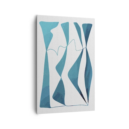 Bild auf Leinwand - Leinwandbild - Abstrakte Formen in Blautönen auf weißem Hintergrund - 80x120cm - Abstraktion: türkisfarbene Verbindung - Moderne Wanddekoration für Wohnzimmer und Schlafzimmer ARTTOR