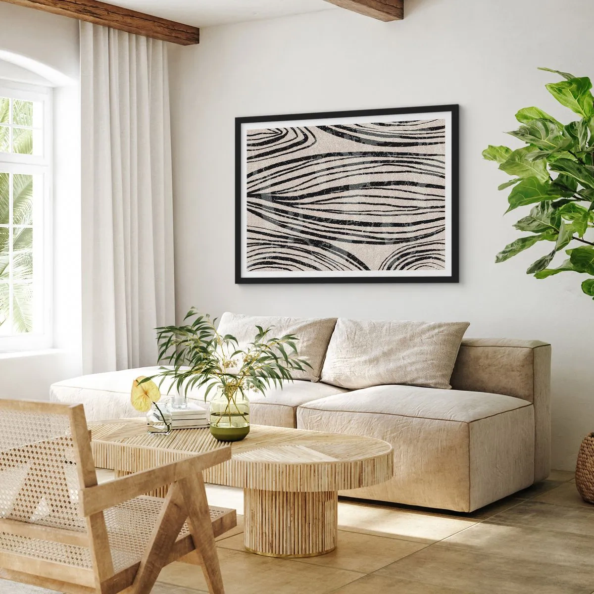 Poster in einem schwarzem Rahmen - Linienpool - 50x40 cm