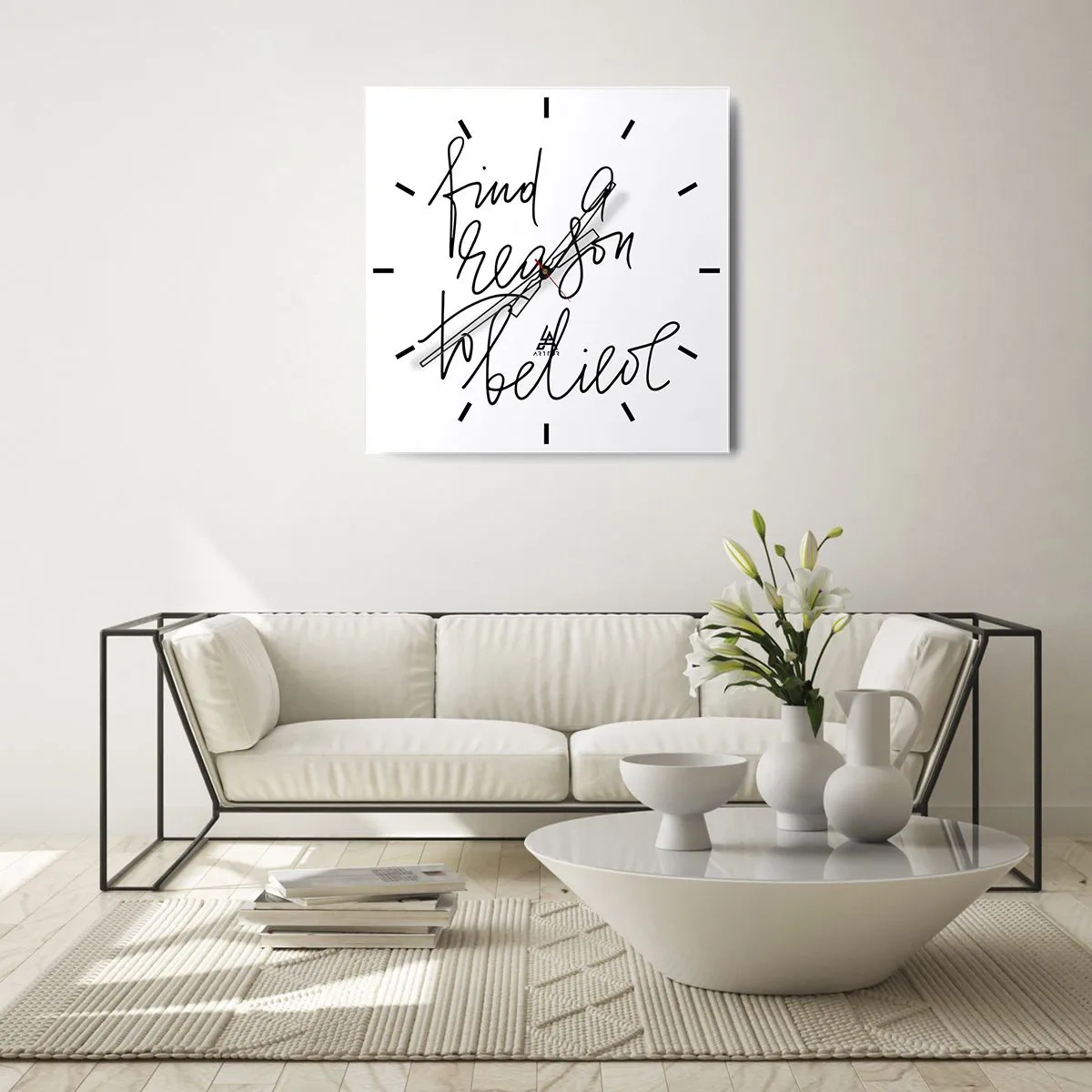 Wanduhr - Glasuhr - Ein motivierendes Zitat im minimalistischen Stil - 30x30cm - Es ist möglich - Moderne Wanddekoration für Wohnzimmer und Schlafzimmer ARTTOR