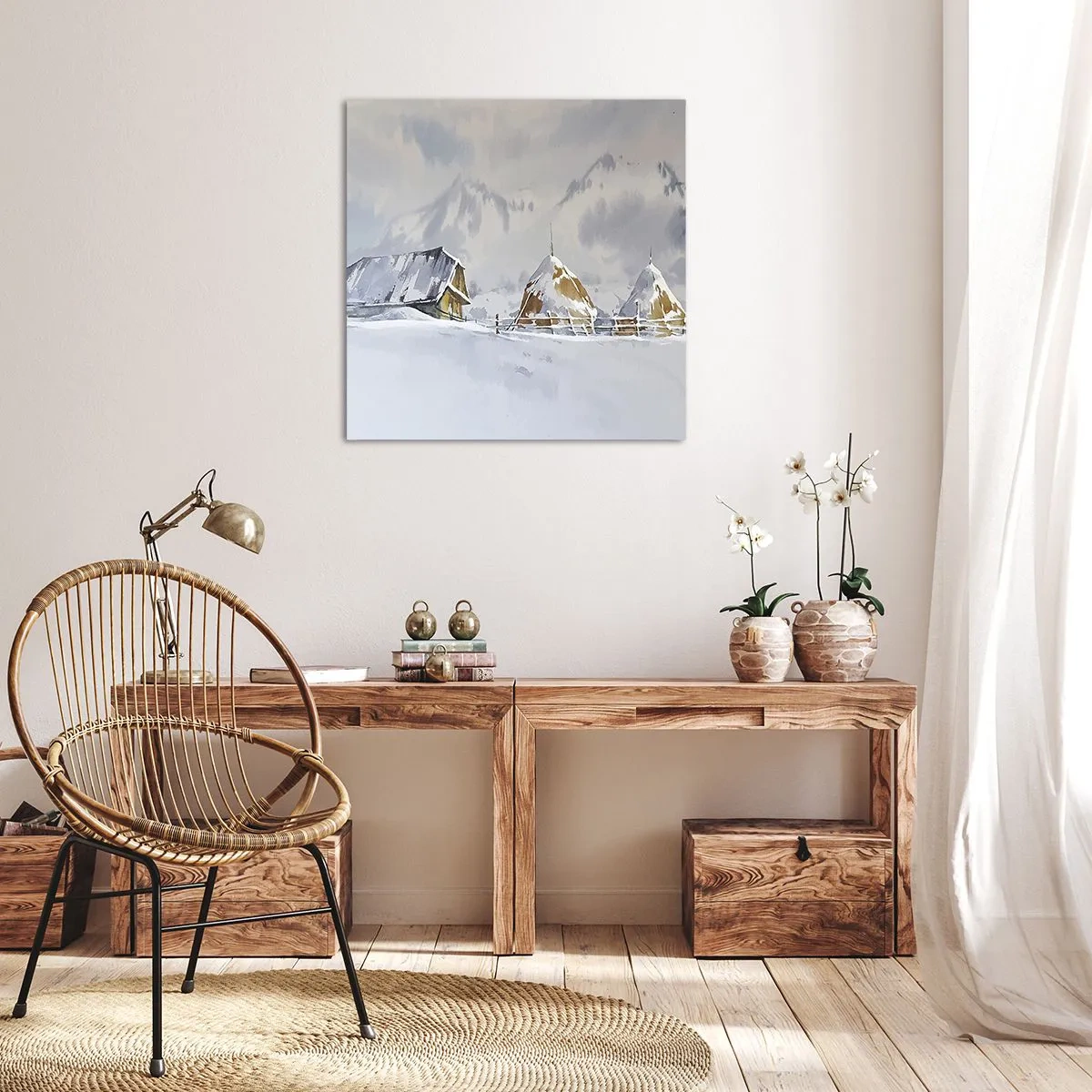 Bild auf Leinwand - Leinwandbild - In einem verschneiten Talkessel - 40x40 cm