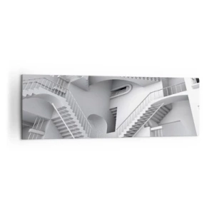 Bild auf Leinwand - Leinwandbild - Eine abstrakte Komposition aus Treppen in einer surrealistischen Raumanordnung - 160x50cm - Die Paradoxien des Weltraums - Moderne Wanddekoration für Wohnzimmer und Schlafzimmer ARTTOR