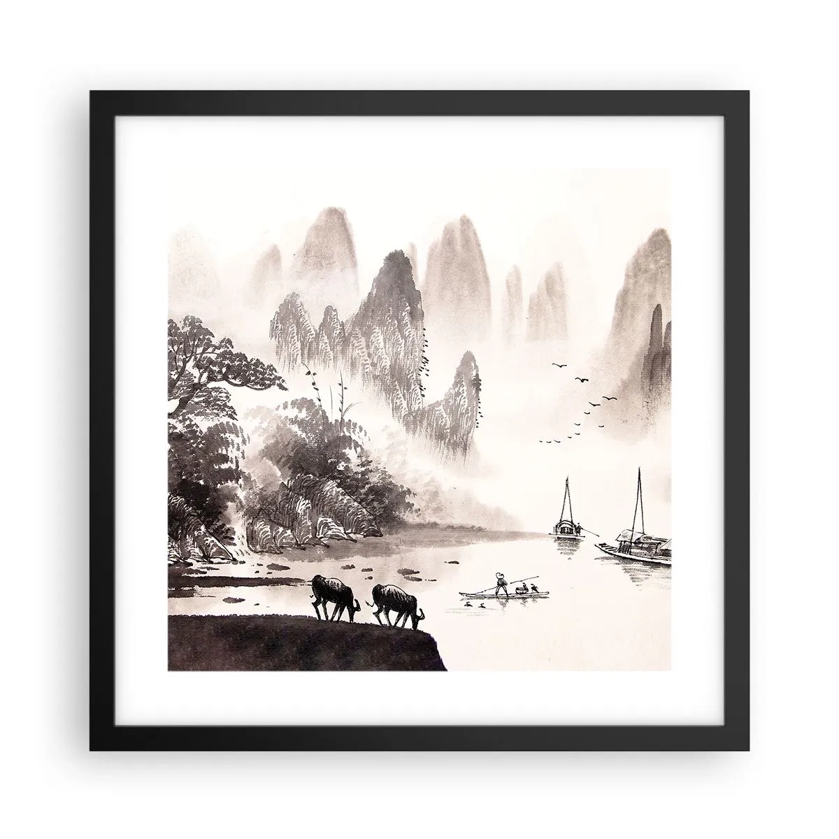 Poster in einem schwarzem Rahmen - Der exotische Alltag des Ostens - 40x40 cm
