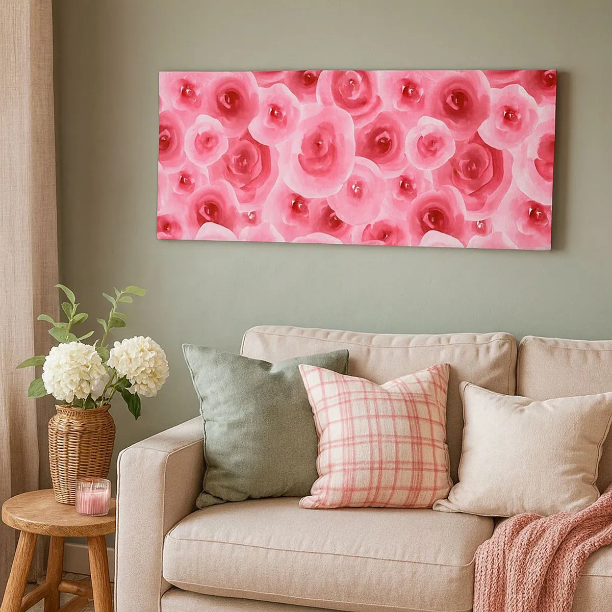 Bild auf Leinwand - Leinwandbild - Oben und unten Rosen - 100x40 cm